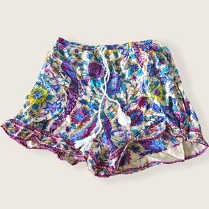 SHEIN Floral Spring Tasseled Shorts